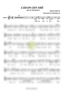 Sheet nhạc sáo trúc CẢM ƠN CON NHÉ