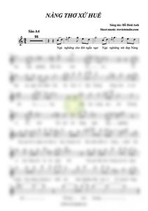 Sheet nhạc sáo trúc NÀNG THƠ XỨ HUẾ